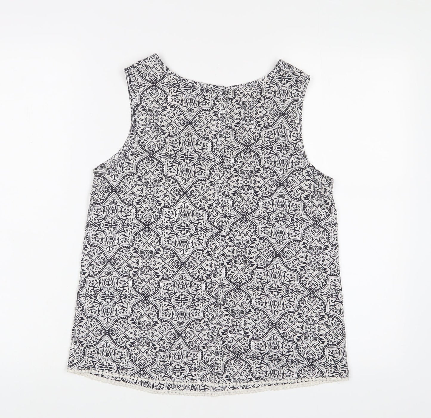 New Look Womens Blue Fair Isle Polyester Basic Tank Size 10 Boat Neck - Embroidered