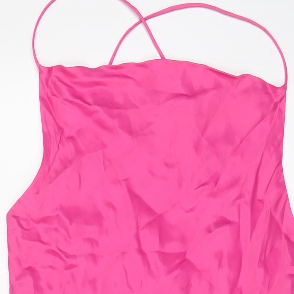 Zara Womens Pink Viscose A-Line Size M Square Neck Pullover