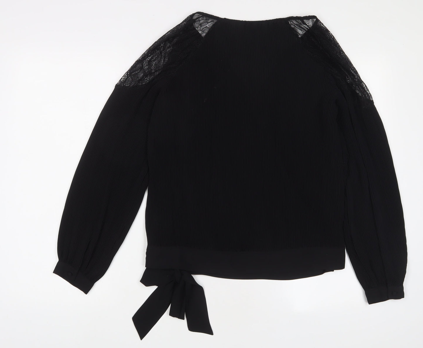 NEXT Womens Black Polyester Basic Blouse Size 10 V-Neck - Lace