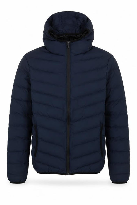 Brave Soul Mens Blue Quilted Coat Size XS Zip