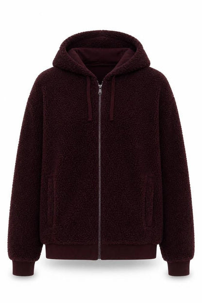 Front view of A.M. London women’s red jacket, size M, zip - pockets