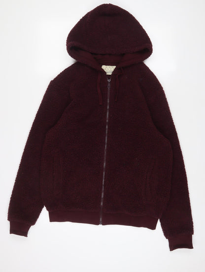 Back view of A.M. London women’s red jacket, size M, zip - pockets