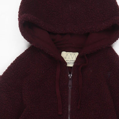 Close-up detail of A.M. London women’s red jacket, size M, zip - pockets