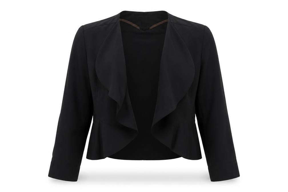 Warehouse Womens Black V-Neck Lyocell Shrug Jumper Size 14 - Open