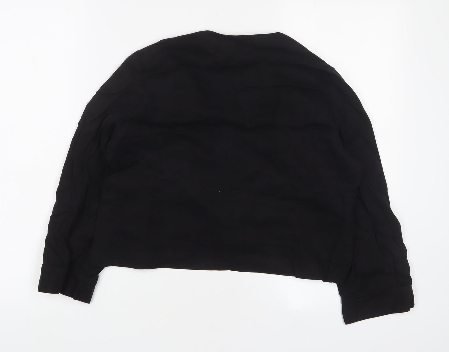 Warehouse Womens Black V-Neck Lyocell Shrug Jumper Size 14 - Open
