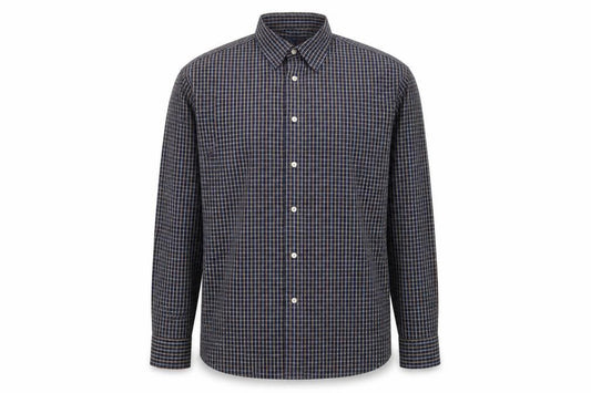 Debenhams Mens Blue Plaid Cotton Button-Up Size M Collared Button