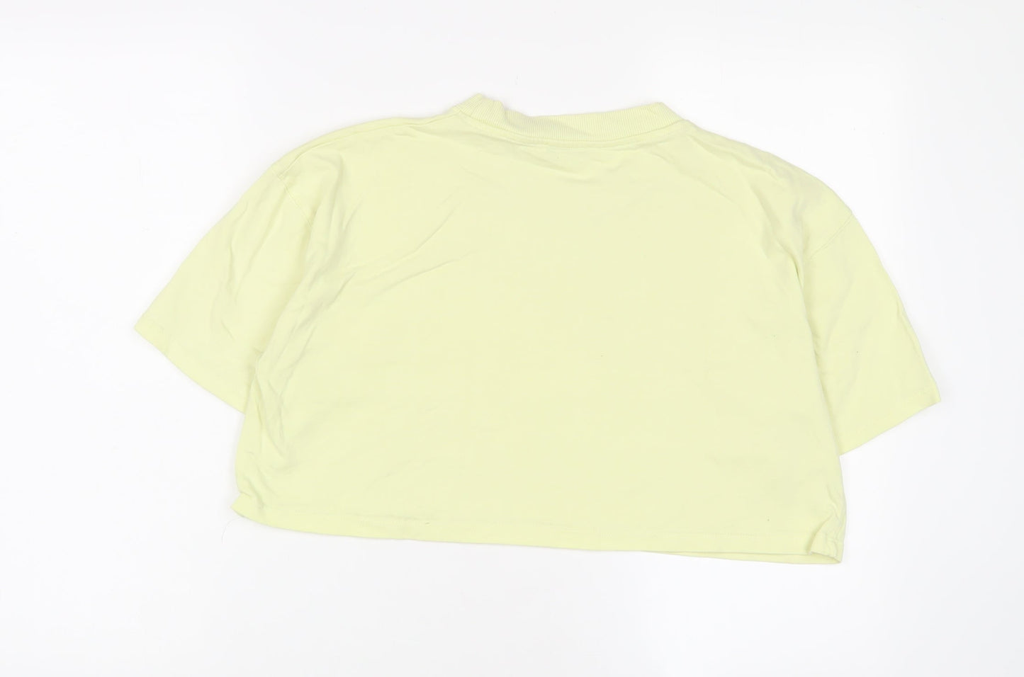 Zara Womens Green Cotton Cropped T-Shirt Size M Crew Neck