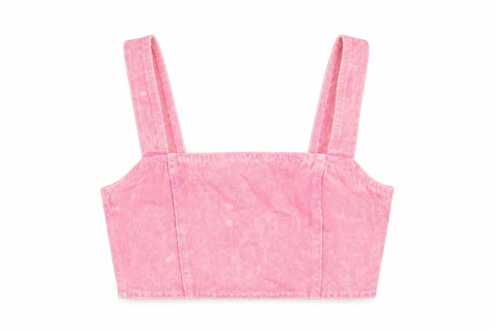 Nasty Gal Womens Pink Cotton Cropped Tank Size 8 Square Neck