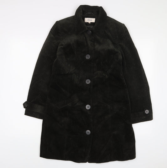 Classic Womens Green Overcoat Coat Size 8 Button - Pockets