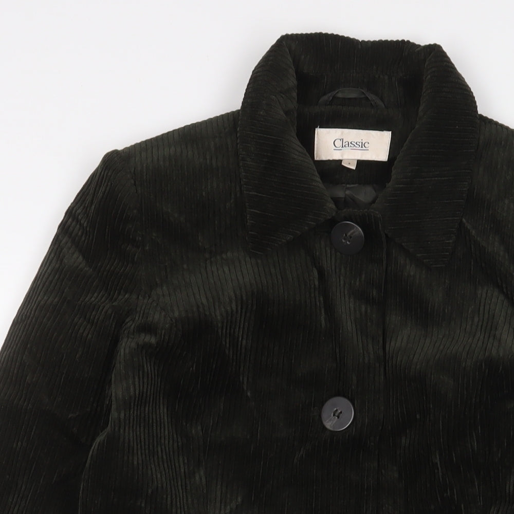 Classic Womens Green Overcoat Coat Size 8 Button - Pockets