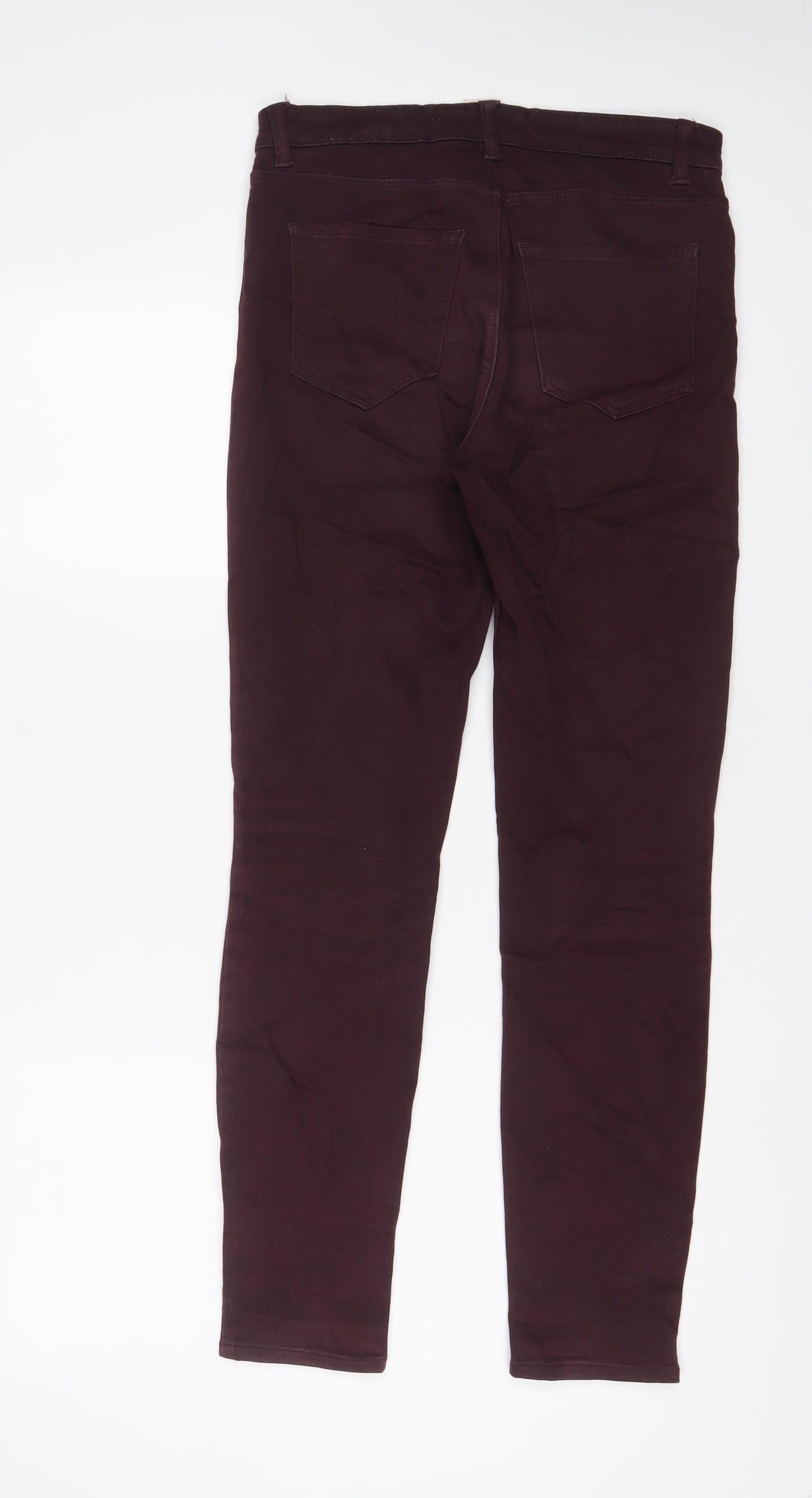 H&M Womens Purple Cotton Skinny Jeans Size 10 L29 in Regular Zip