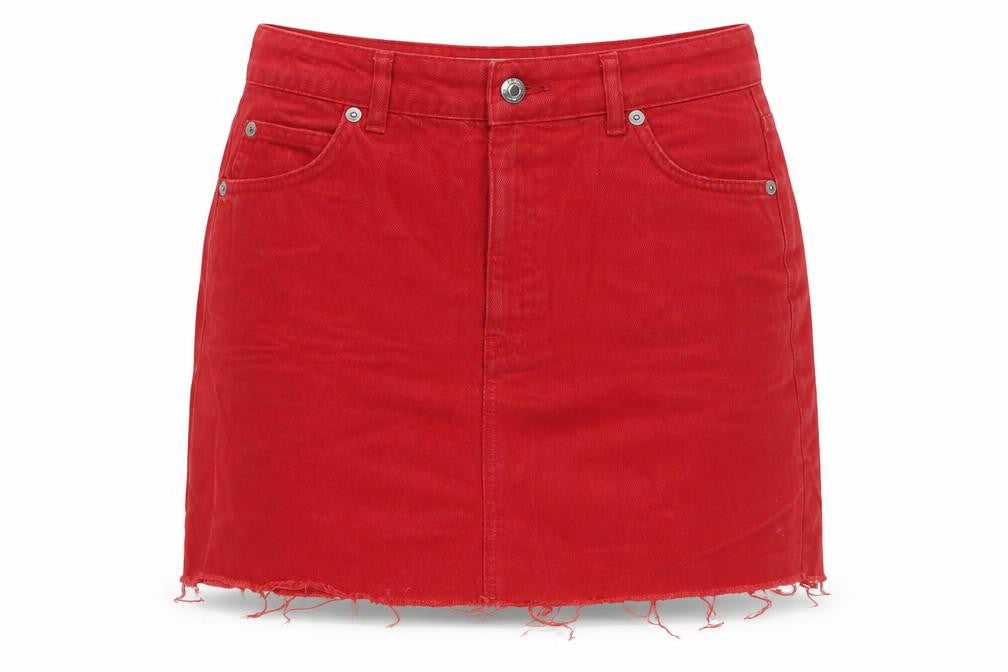 Topshop Womens Red Cotton A-Line Skirt Size 8 Zip