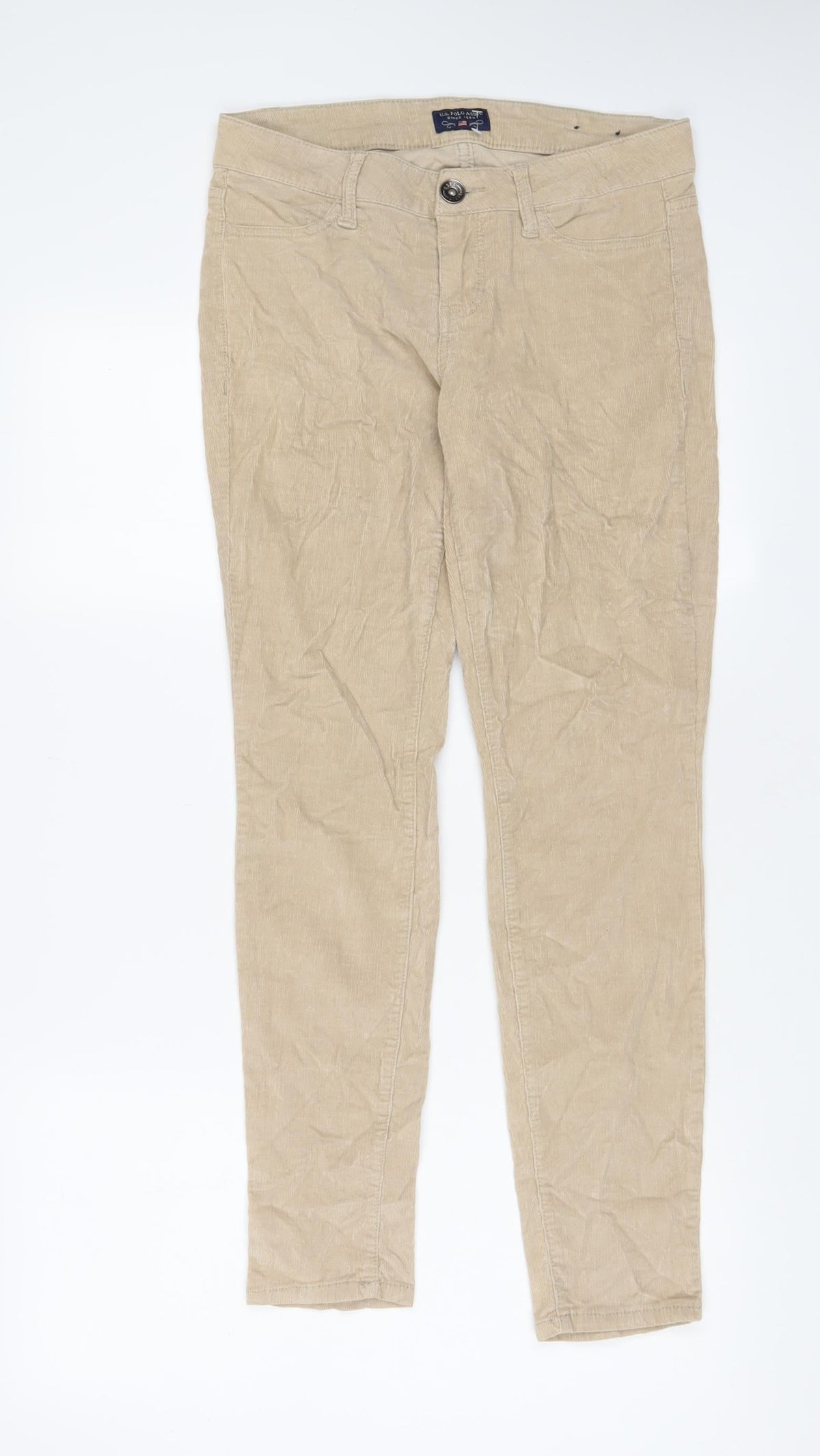 U.S. Polo Assn. Womens Beige Cotton Trousers Size 28 in L28 in Regular Zip