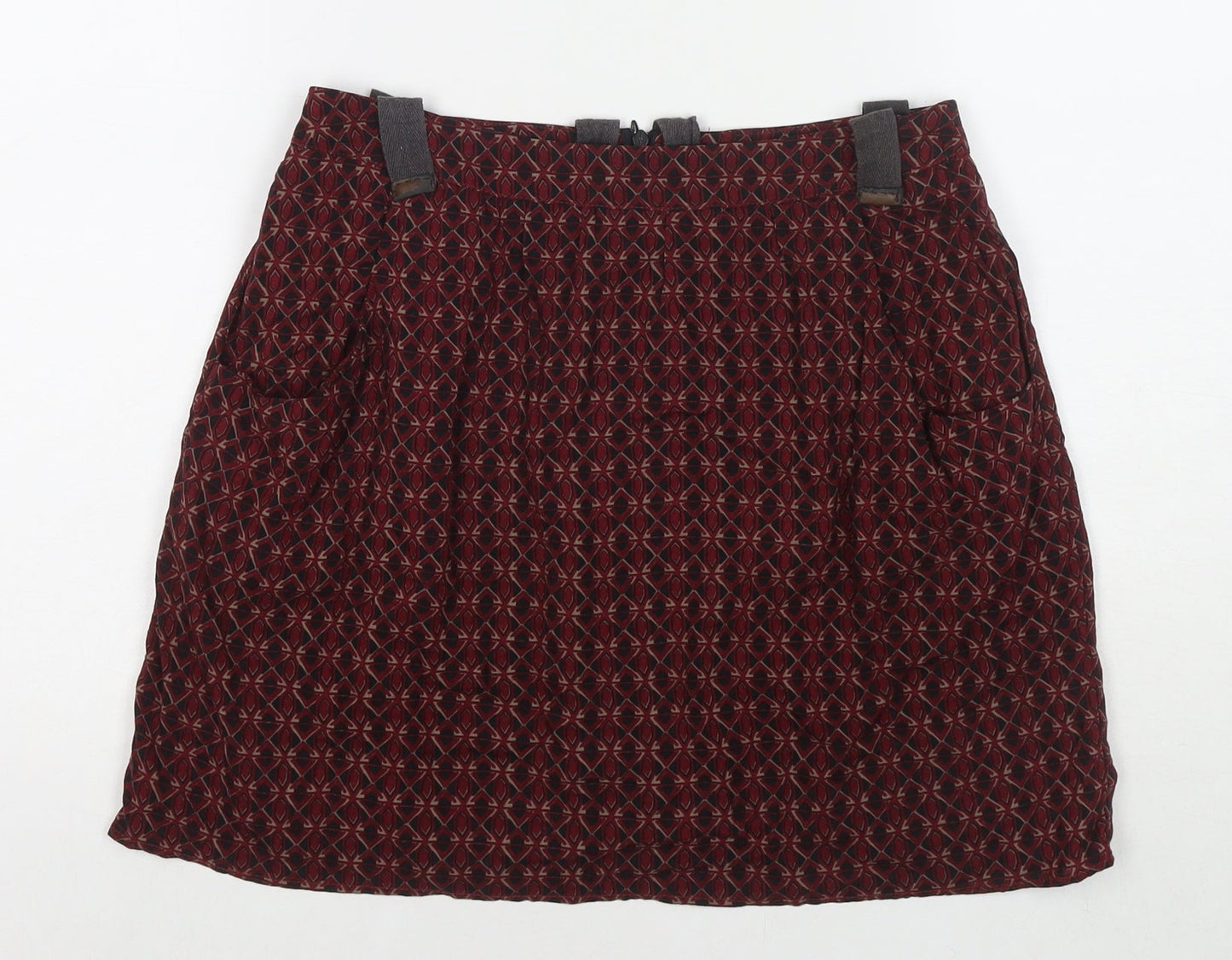 Camaieu Womens Red Geometric Polyester Skater Skirt Size 28 in Zip