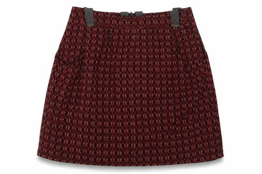 Camaieu Womens Red Geometric Polyester Skater Skirt Size 28 in Zip