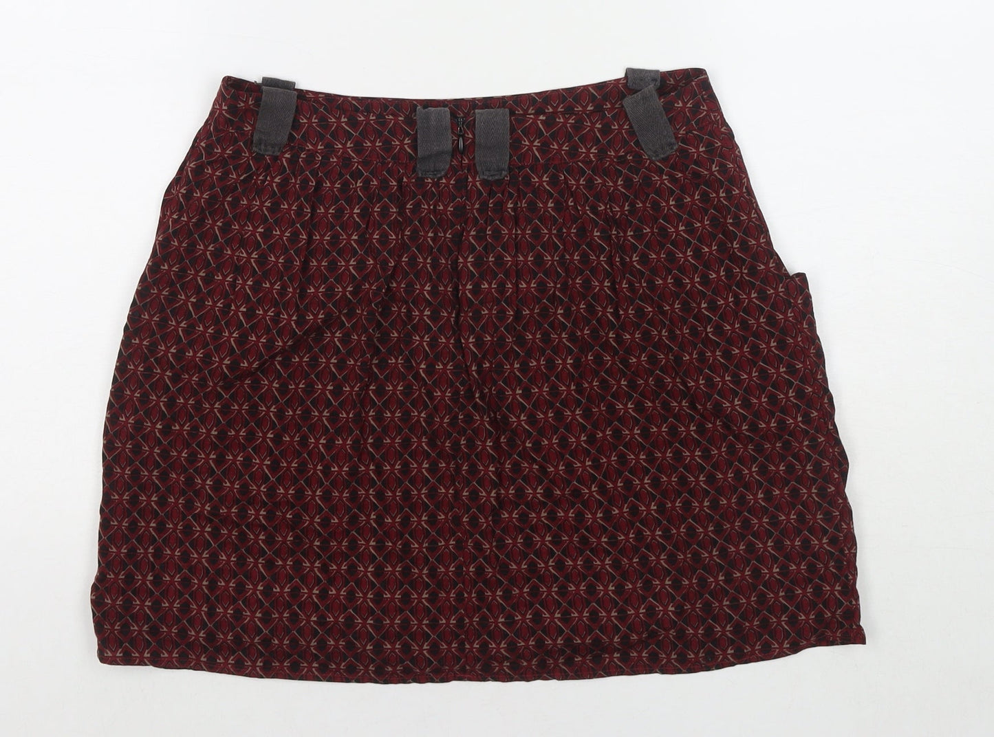 Camaieu Womens Red Geometric Polyester Skater Skirt Size 28 in Zip