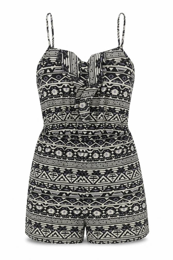 Oasis Womens Black Geometric Polyester Playsuit One-Piece Size 12 L3 in Pullover