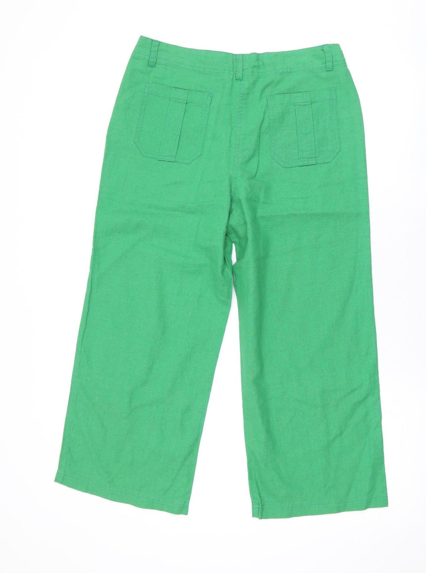 Epilogue Womens Green Linen Trousers Size 10 L23 in Regular Zip