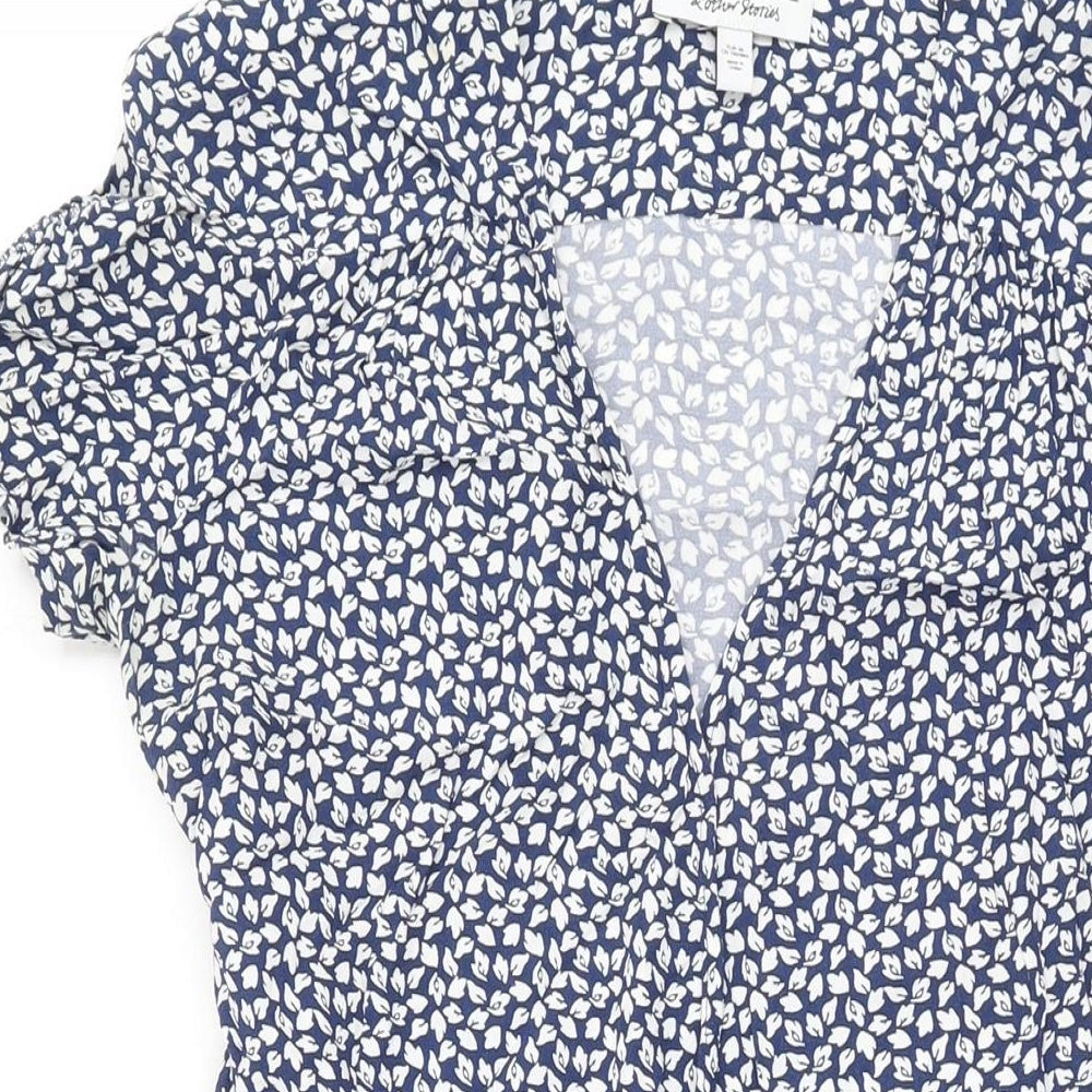 & Other Stories Womens Blue Floral Viscose Wrap Dress Size 10 V-Neck Tie
