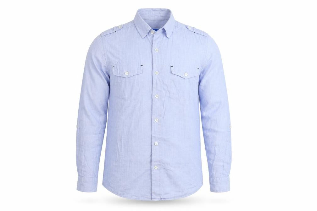 Topman Mens Blue Cotton Button-Up Size S Collared Button