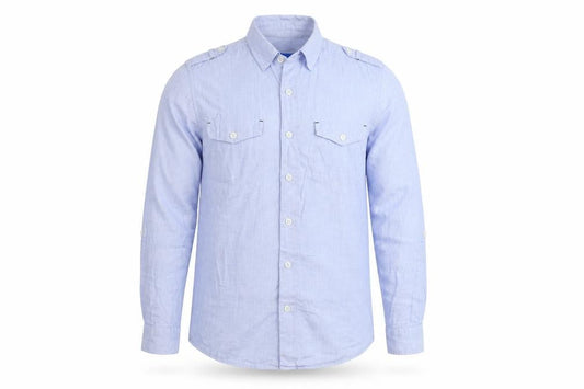 Topman Mens Blue Cotton Button-Up Size S Collared Button