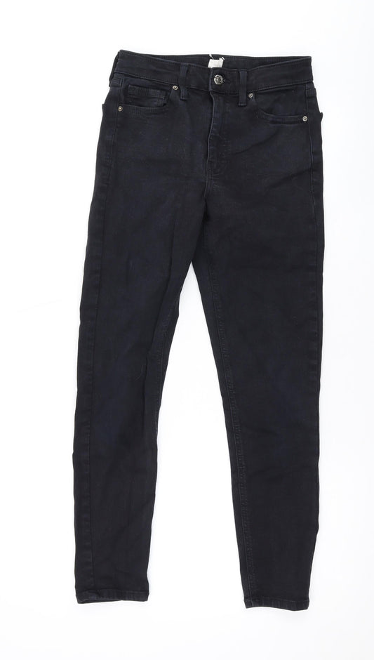 Topshop Womens Black Cotton Skinny Jeans Size 25 in L26 in Regular Zip