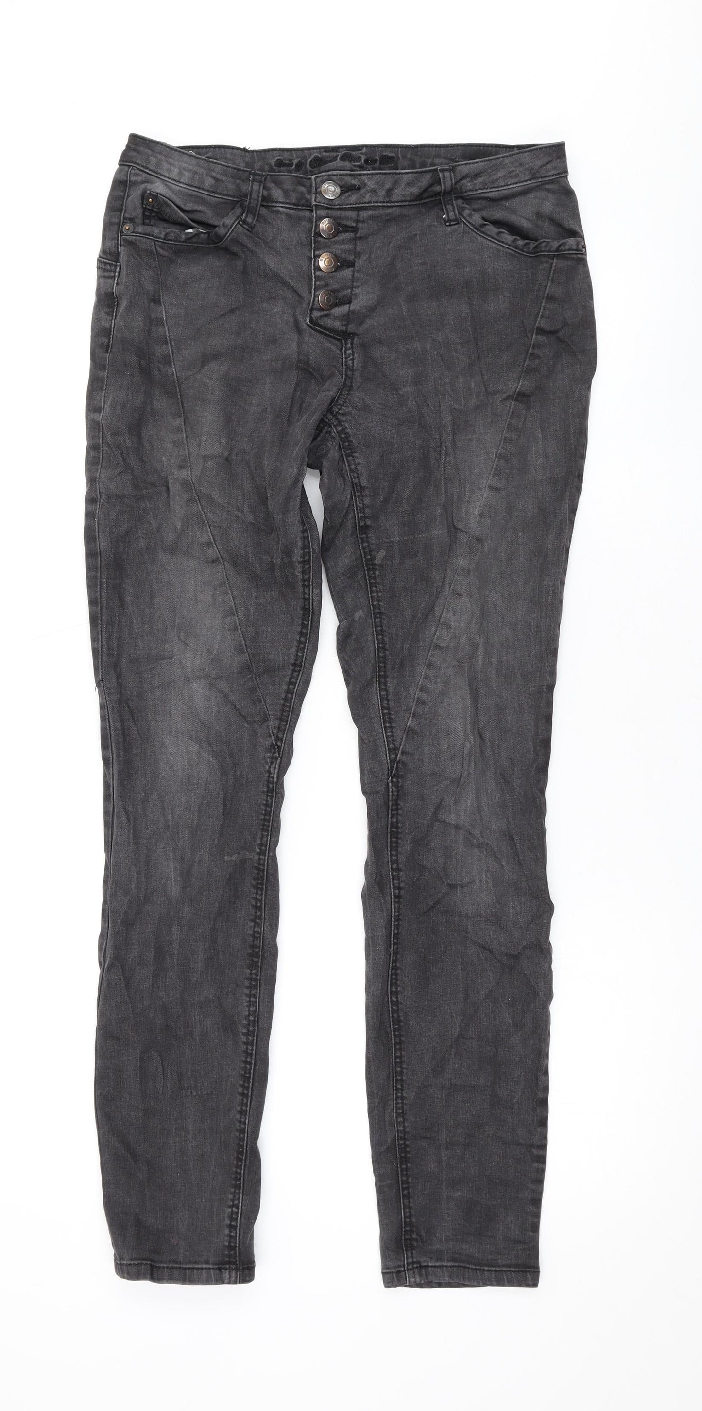 Street One Womens Grey Cotton Skinny Jeans Size 30 L31 in Regular Zip