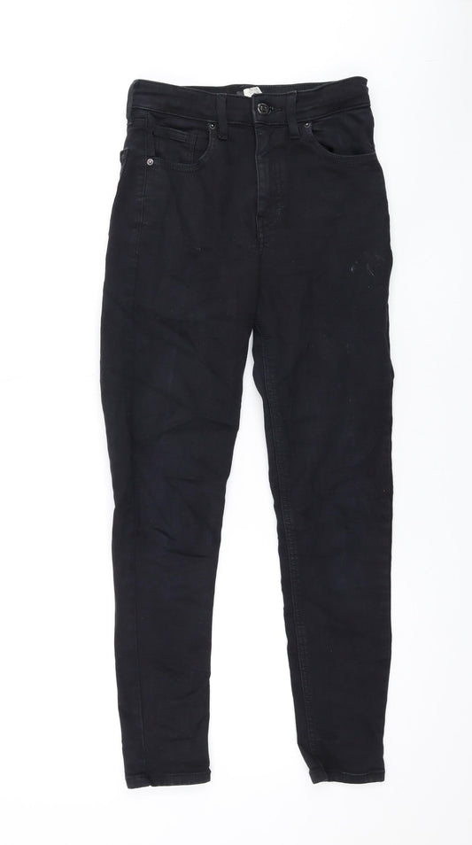 Topshop Womens Black Cotton Skinny Jeans Size 25 in L26 in Regular Zip