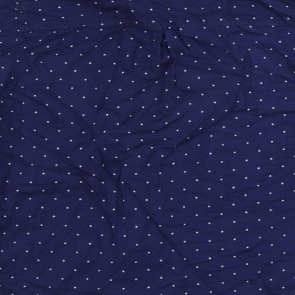 H&M Womens Blue Polka Dot Cotton Basic Button-Up Size 10 Collared