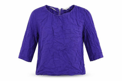 Zara Womens Blue Viscose Basic Blouse Size S Round Neck