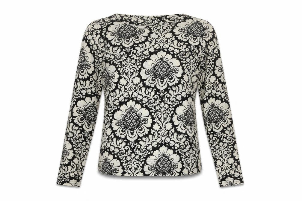 Wallis Womens Black Paisley Polyester Basic Blouse Size 12 Boat Neck - Slash Neckline