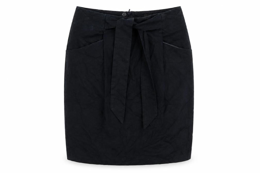 Marks & Spencer Womens Blue Linen Straight & Pencil Skirt Size 14 Zip - Pockets