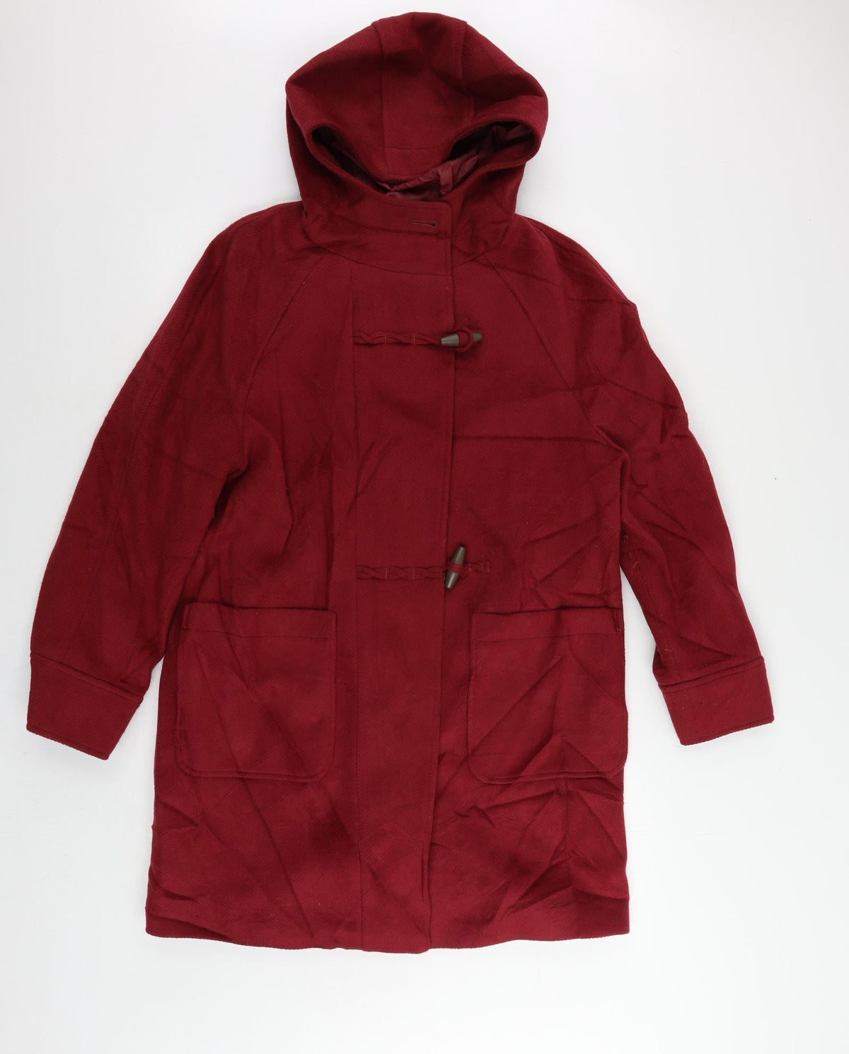 Marks & Spencer Womens Red Pea Coat Coat Size 12 Zip - Hooded