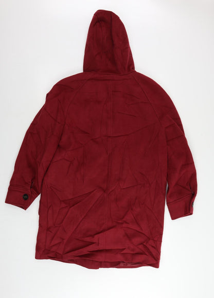 Marks & Spencer Womens Red Pea Coat Coat Size 12 Zip - Hooded