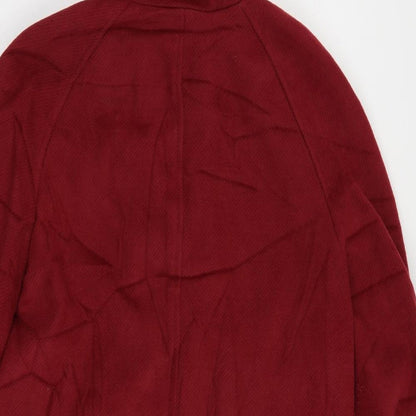 Marks & Spencer Womens Red Pea Coat Coat Size 12 Zip - Hooded