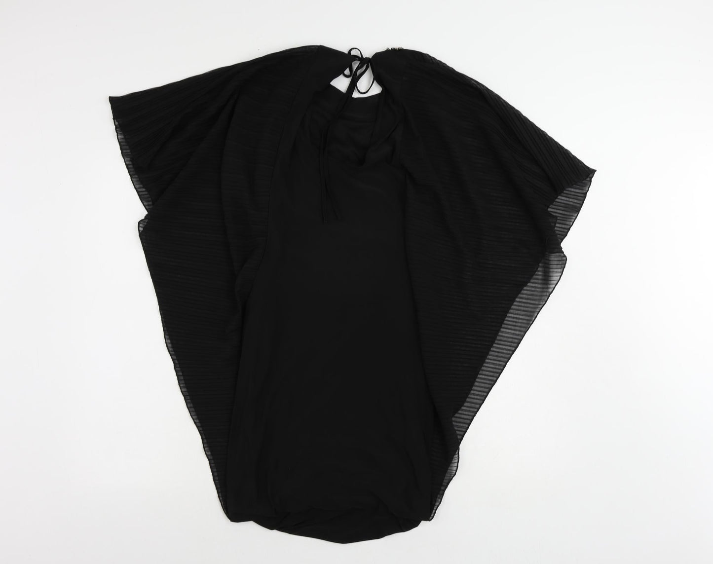 Jane Norman Womens Black Polyester Bodycon Size 10 Roll Neck Tie - Embellished Neckline