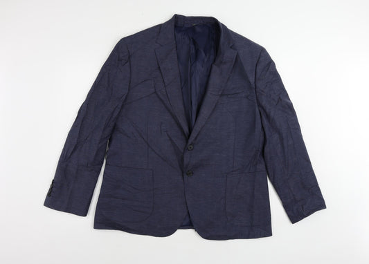 Marks and Spencer Mens Blue Polyester Jacket Suit Jacket Size 46 Regular