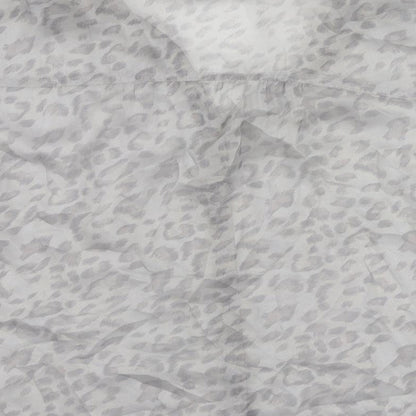 Marks & Spencer Womens Grey Animal Print Polyester Basic Button-Up Size 14 Collared - Sheer