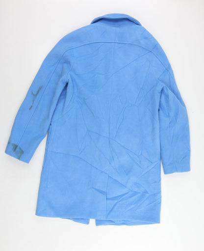 Marks & Spencer Womens Blue Overcoat Coat Size 12 Button