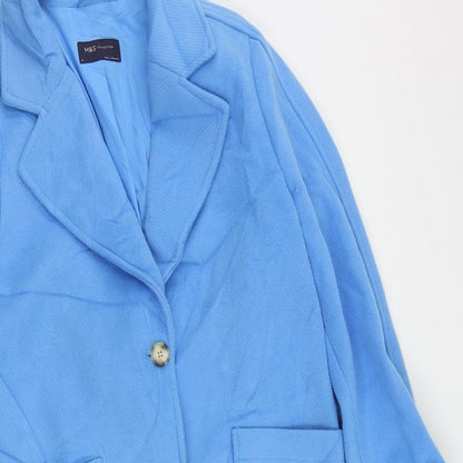 Marks & Spencer Womens Blue Overcoat Coat Size 12 Button