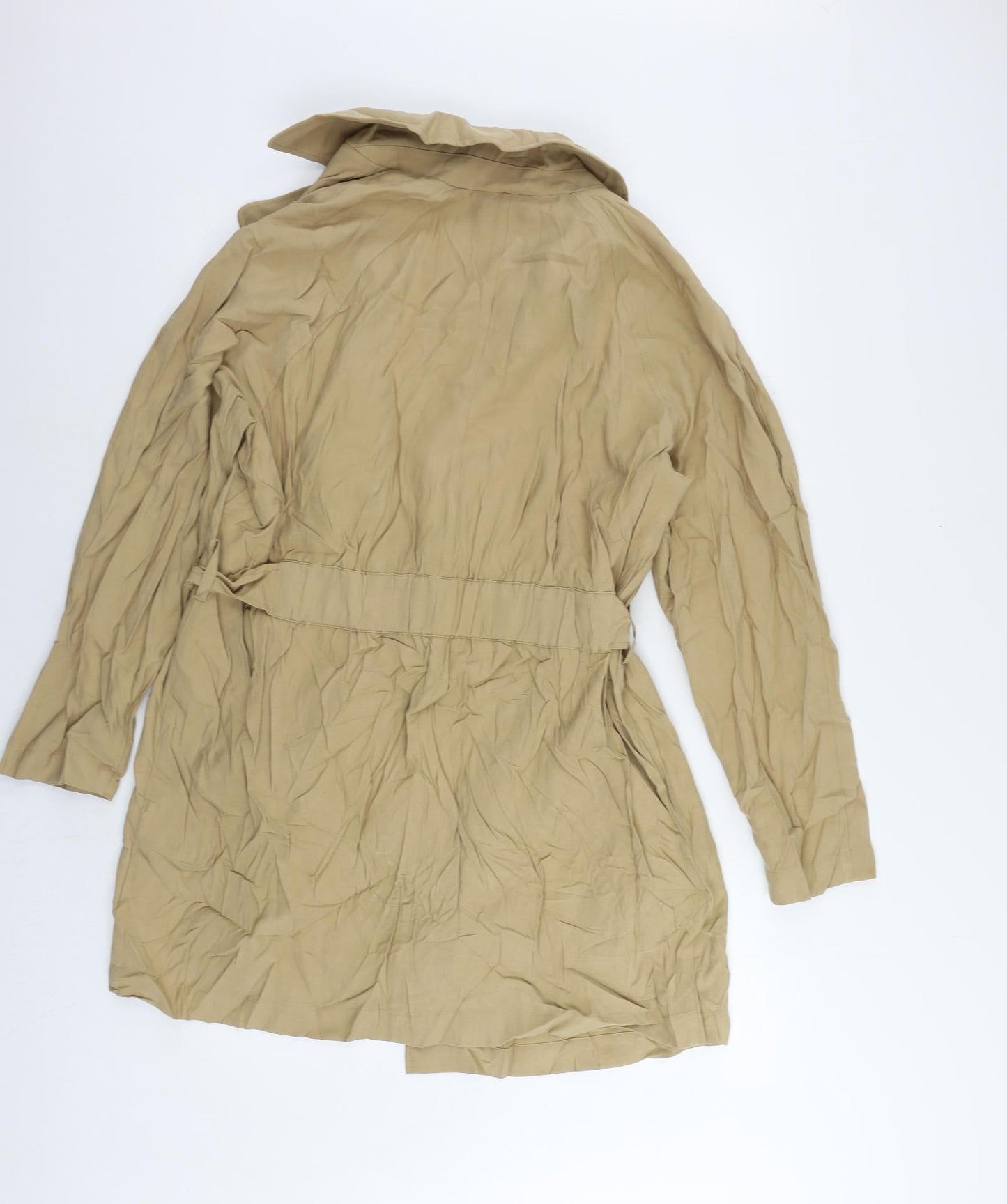Marks and Spencer Womens Beige Overcoat Coat Size 14 - Belted