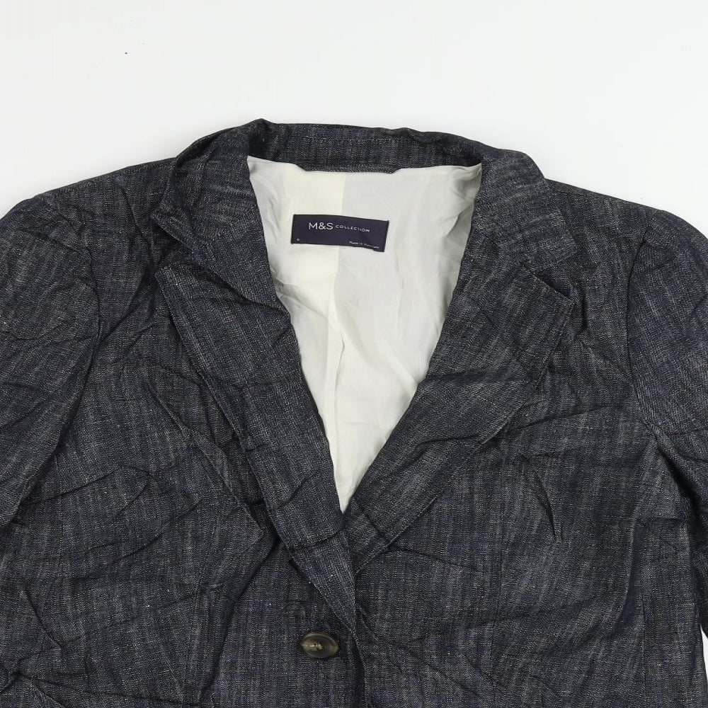 Marks and Spencer Womens Blue Jacket Blazer Size 8 Button