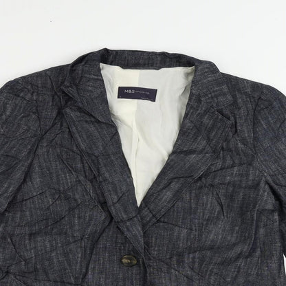 Marks & Spencer Womens Blue Jacket Blazer Size 8 Button