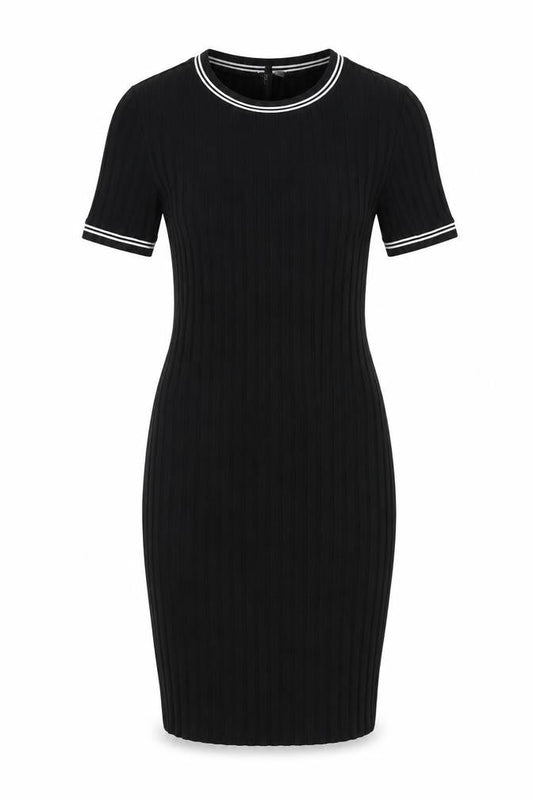 Divided by H&M Womens Black Polyester Bodycon Size 4 Crew Neck Pullover - Contrasting Trim