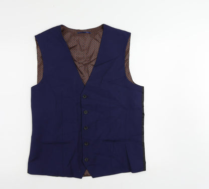 Next Mens Blue Polyester Jacket Suit Waistcoat Size 42 Regular