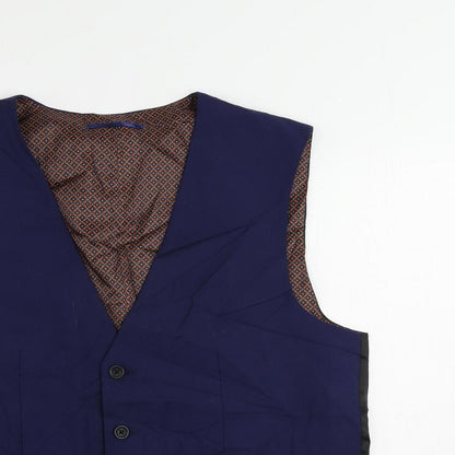 Next Mens Blue Polyester Jacket Suit Waistcoat Size 42 Regular