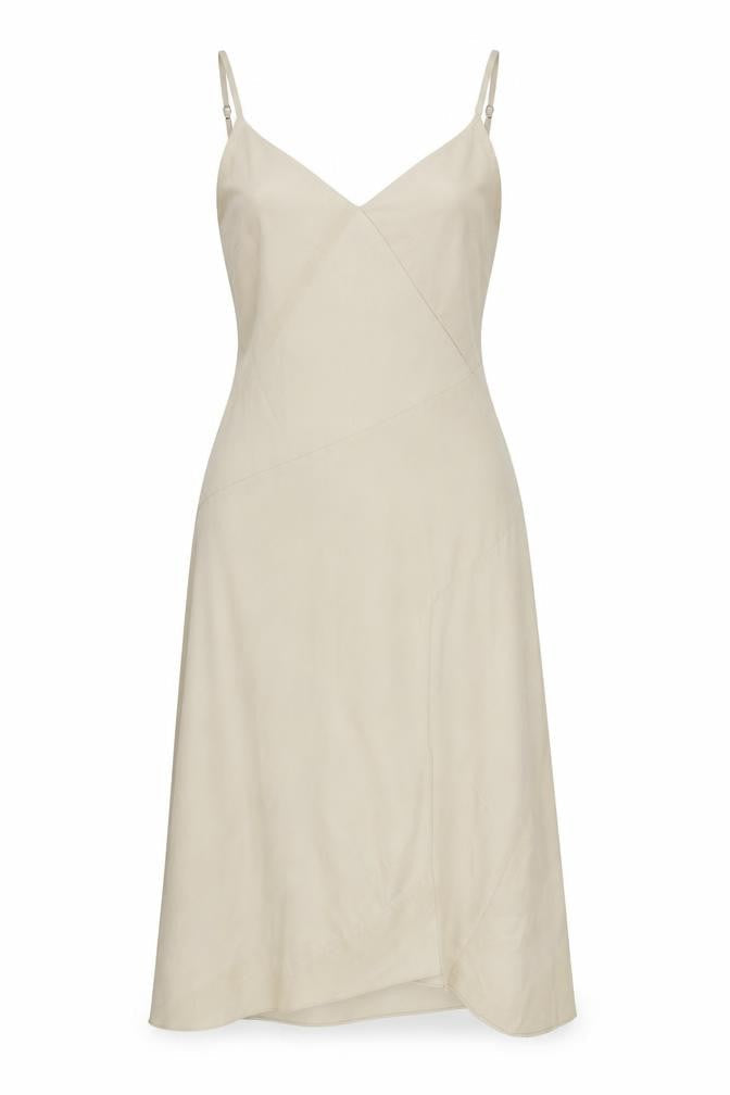 River Island Womens Beige Polyester Slip Dress Size 10 V-Neck Pullover