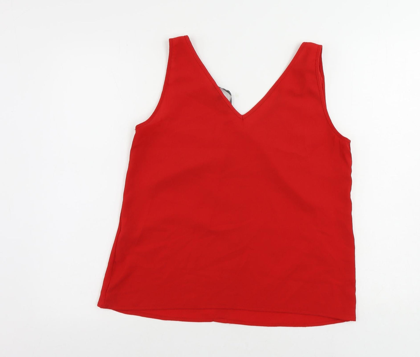 VERO MODA Womens Red Polyester Basic Tank Size M V-Neck