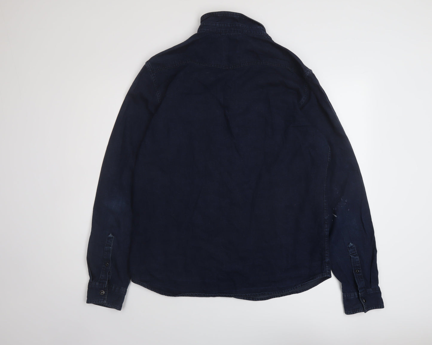 ONLY & SONS Mens Blue Cotton Button-Up Size XL Collared Snap
