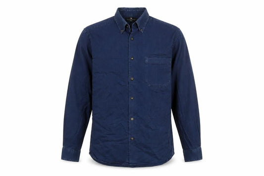 Blue Harbour Mens Blue Cotton Button-Up Size S Collared Button